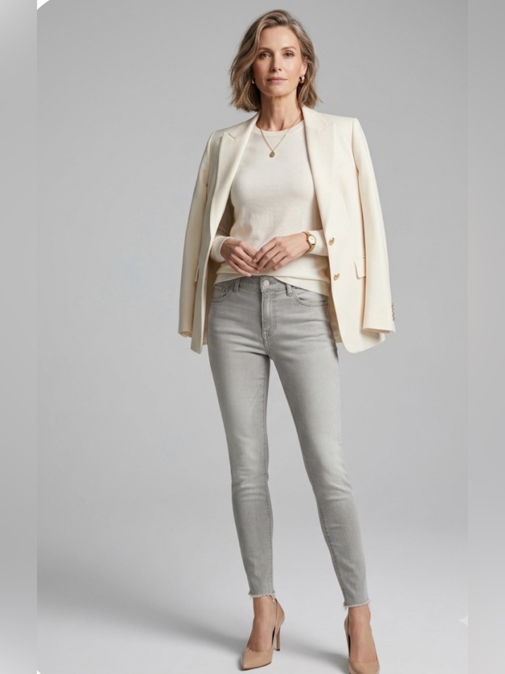 7 For All Mankind Light Gray Skinny Jeans‎